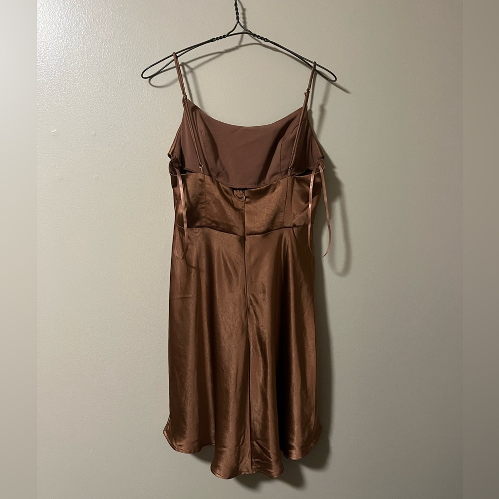 Saints & Secrets Brown Satin Slip Mini Dress Large NWT - Picture 5 of 14